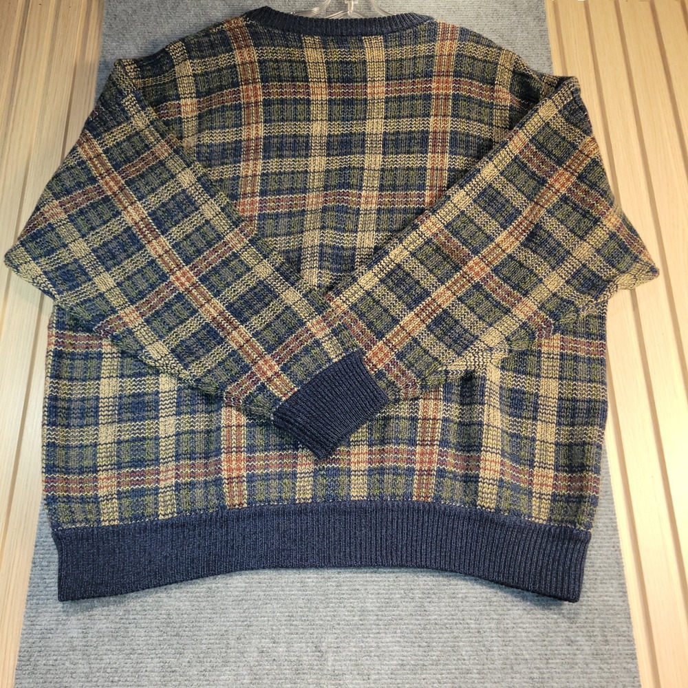 Gant Sweater Mens XL Blue Plaid Excellent Vintage 100% Cotton Crewneck Pullover - Picture 2 of 8
